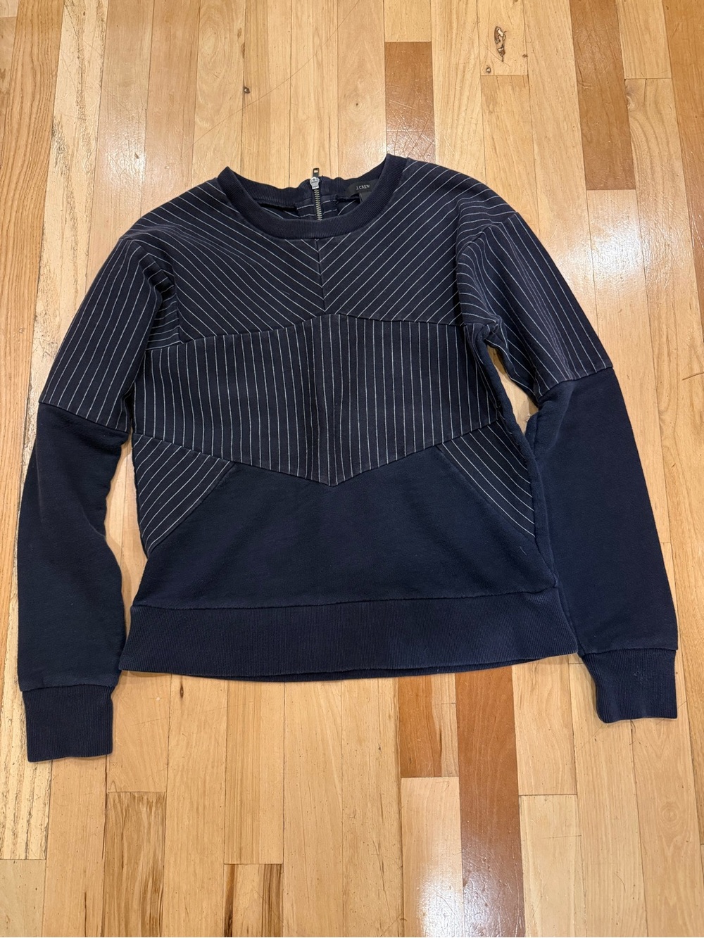 J.Crew Women’s Size Small Navy Pinstripe Crewneck Sweatshirt